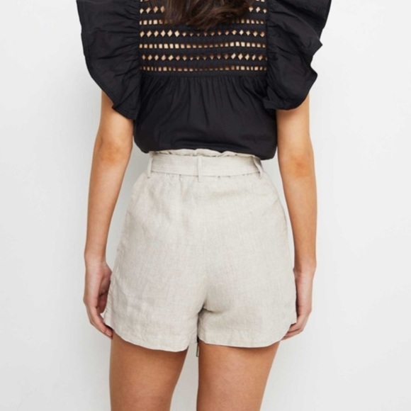 Scarlett poppies The Linen High-Waisted shorts natural beige paper-bag size L - Picture 5 of 11